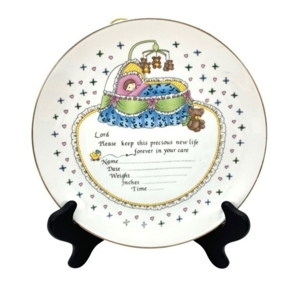 Vintage Lefton Baby Birth Plate